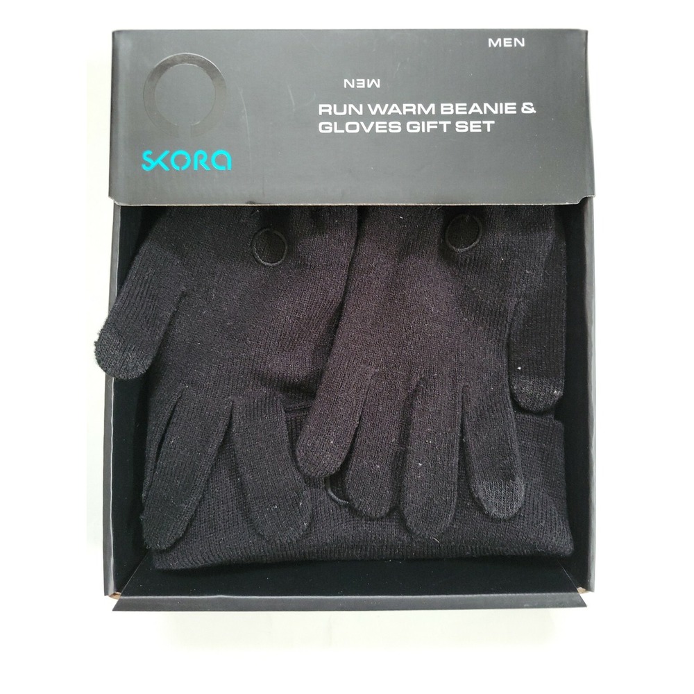 Skora Mens Cold Weather Knit Beanie And Tech Glove Set‎ One Size Black One Size